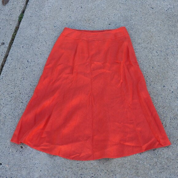 Talbots 16P Pure Irish Linen Orange A-Line Midi Skirt Coastal Grandma - Picture 9 of 10